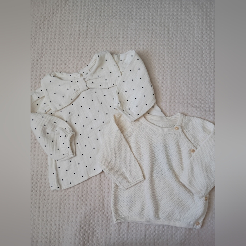 H&M Cream Polka Dot Top & Cream Knit Sweater Set